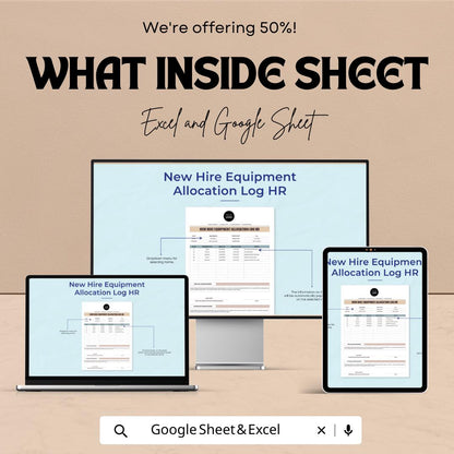 New Hire Equipment Allocation Log HR Template | Employee Equipment Tracker | Onboarding Asset Log | Excel & Google Sheets