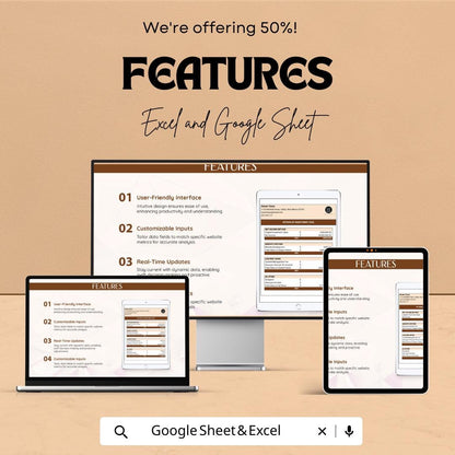 Website ROI Analysis Template | Website Performance ROI Calculator | Web Analytics Spreadsheet | Digital Download