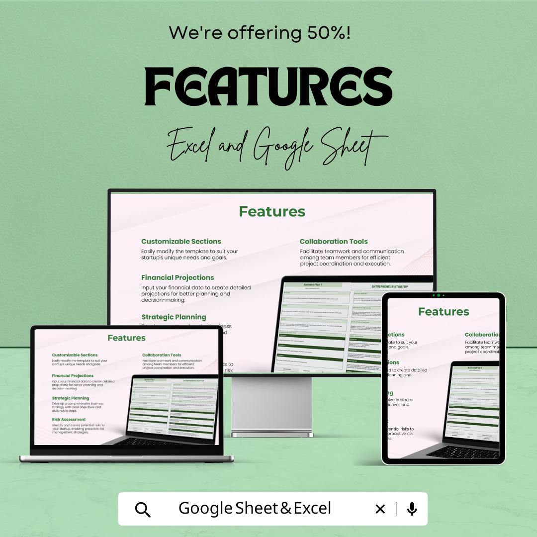 Entrepreneur Startup Template | Business Plan Template Excel & Google Sheets | Startup Planner | Small Business Planning Tool