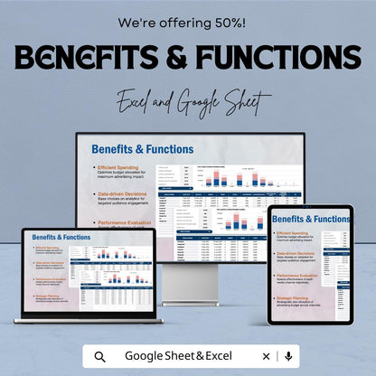 Advertising Media Mix Modeling Worksheet Template | Excel & Google Sheets | Marketing Mix Analysis Spreadsheet | ROI Modeling Tool |