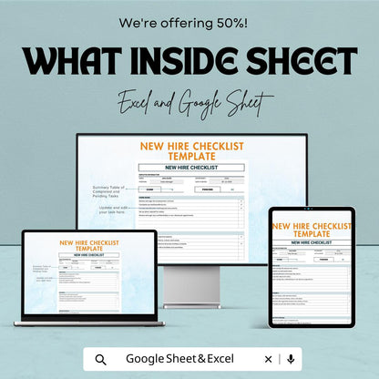New Hire Checklist Sheet | Employee Onboarding Excel and Google Sheet Template | Task Management & Documentation