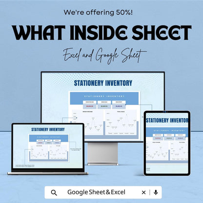 Stationery Inventory Sheet - Excel & Google Sheets Template - Track Stock, Sales, and Profits for Your Stationery Business