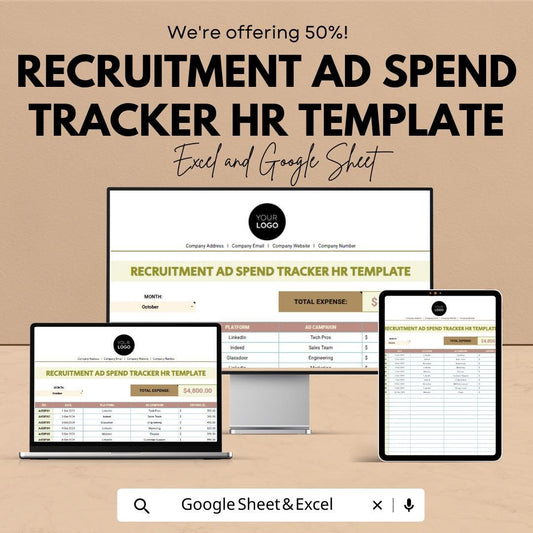 Recruitment Ad Spend Tracker HR Template | Excel & Google Sheets Hiring Budget Spreadsheet | HR Expense Tracker | Recruitment Cost Tracker