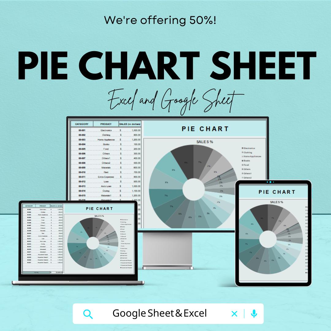 Pie Chart Template | Excel & Google Sheets | Sales Data Analysis Chart | Visualize Data with Pie Graph | Monthly Sales Tracking Tool