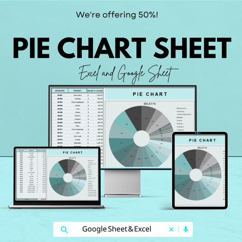 Pie Chart Template | Excel & Google Sheets | Sales Data Analysis Chart | Visualize Data with Pie Graph | Monthly Sales Tracking Tool