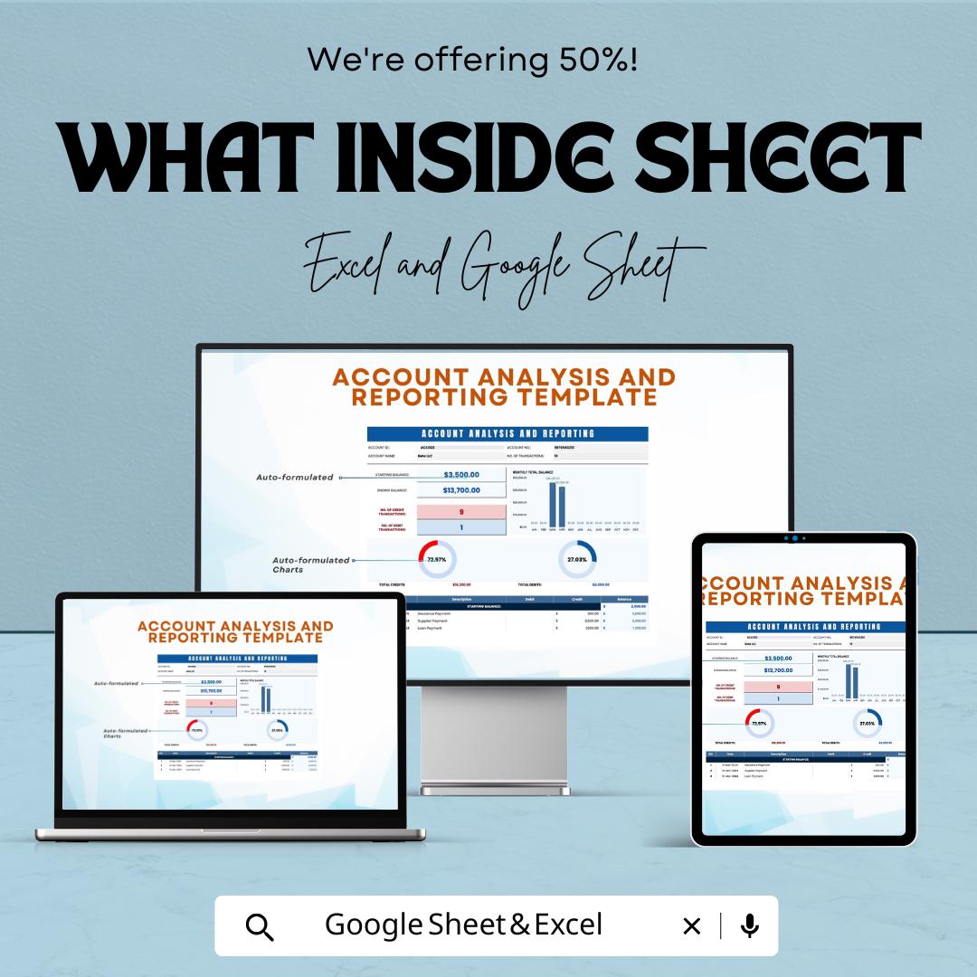 Account Analysis and Reporting Template | Business Finance Tracker | Accounting Report Template