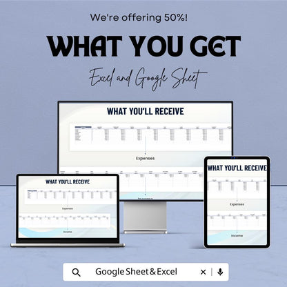 Budget Workbook Sheet - Personal Budget Planner, Expense Tracker, Google Sheet & Excel Template for Financial Planning