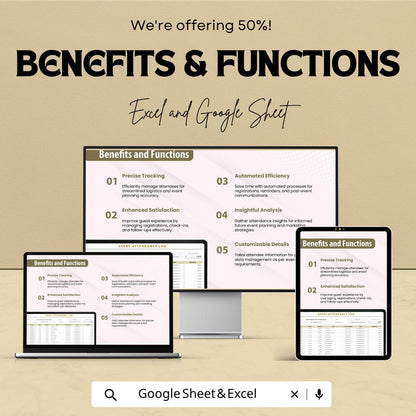 Event Attendance Log Template | Attendance Tracker Spreadsheet | Event Registration Sheet | Excel & Google Sheets | Guest List Organizer