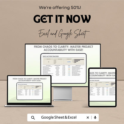 RACI Action Tracker Template | Project Accountability Tracker | Excel & Google Sheets