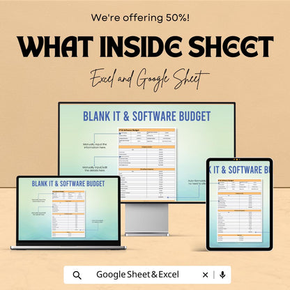 IT & Software Budget Template | Company Budget Planner | Business Expense Tracker | Editable Budget Spreadsheet