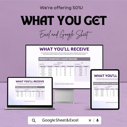 Product Inventory and Sales Tracker Sheet | Excel and Google Sheets | Stock and Order Log | Sales Report Template | Instant Download