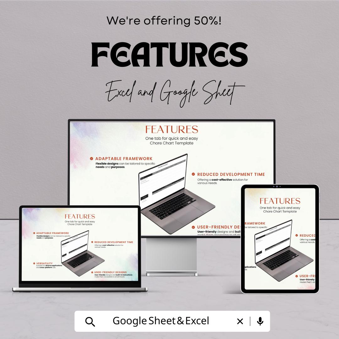 Chore Chart Template | Excel and Google Sheets | Weekly Household Planner | Family Task Organizer | Editable Chore Schedule