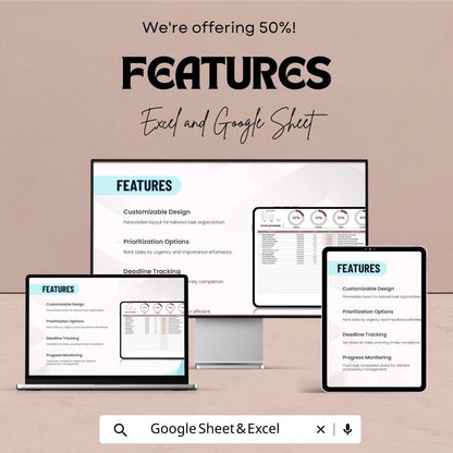 To Do List Maker Sheet - Google Sheets - Task Management Template - Productivity Tracker - Printable Planner - Goal Setting Organizer