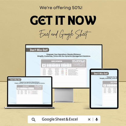 Simple Operations Template | Business Operations Tracker | Excel & Google Sheets Template | Workflow Management Spreadsheet |