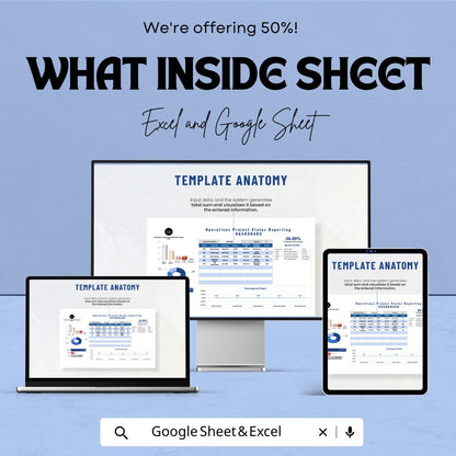 Operations Project Status Reporting Dashboard Template | KPI Dashboard | Business Progress Report | Project Management Spreadsheet