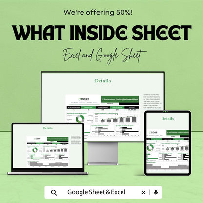 IT Procurement Tracking Dashboard Sheet Template | Excel and Google Sheets | Purchase Order & Supplier Management Tool