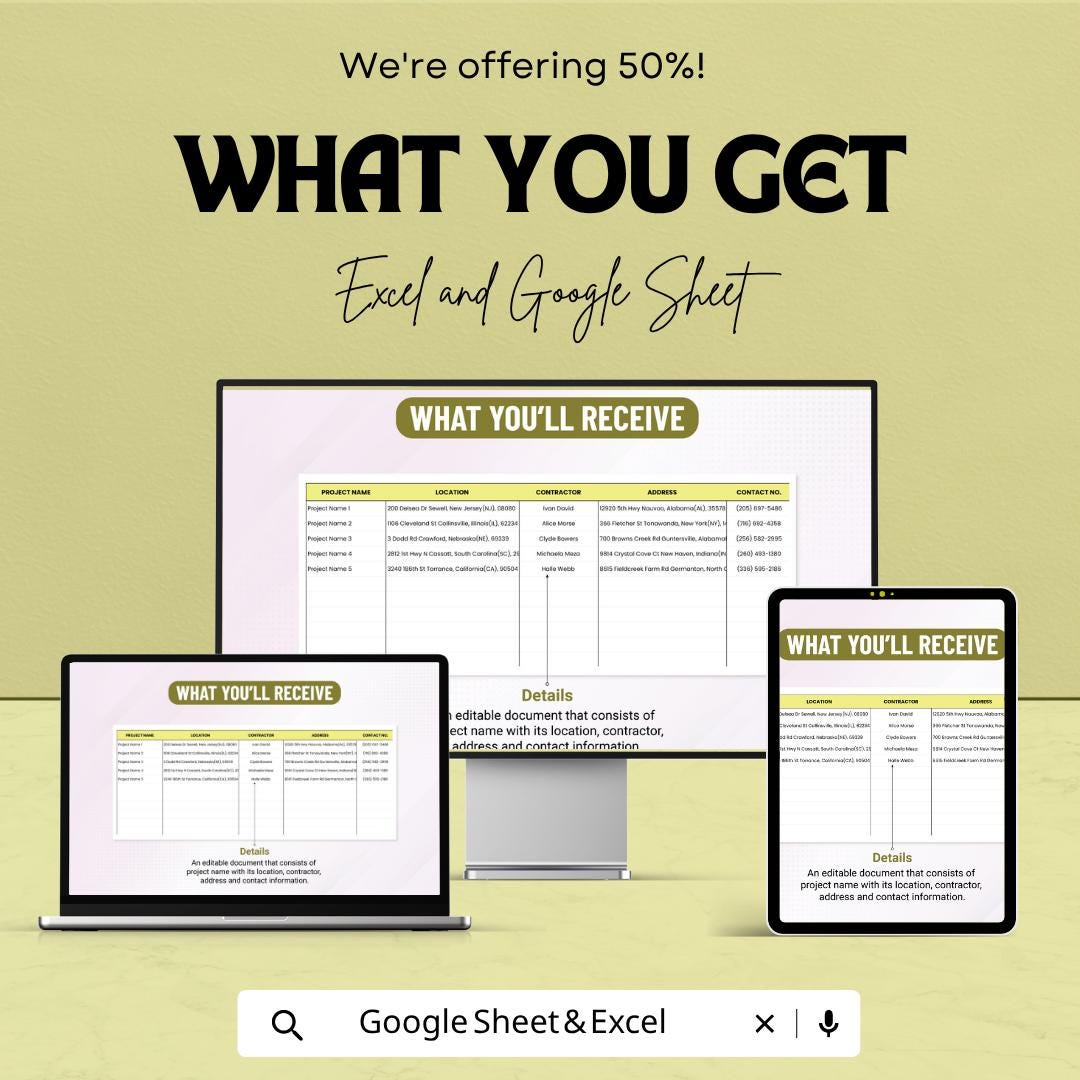 Construction Contract Change Order Template | Change Order Form Spreadsheet | Contractor Change Order Tracker | Excel & Google Sheets |