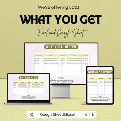 Construction Contract Change Order Template | Change Order Form Spreadsheet | Contractor Change Order Tracker | Excel & Google Sheets |