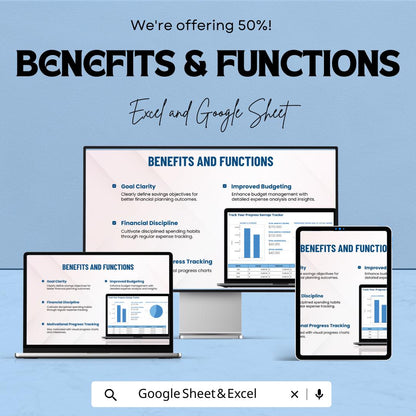 Track Your Progress Savings Tracker Sheet | Budgeting Tool | Financial Planner | Google Sheet & Excel Template