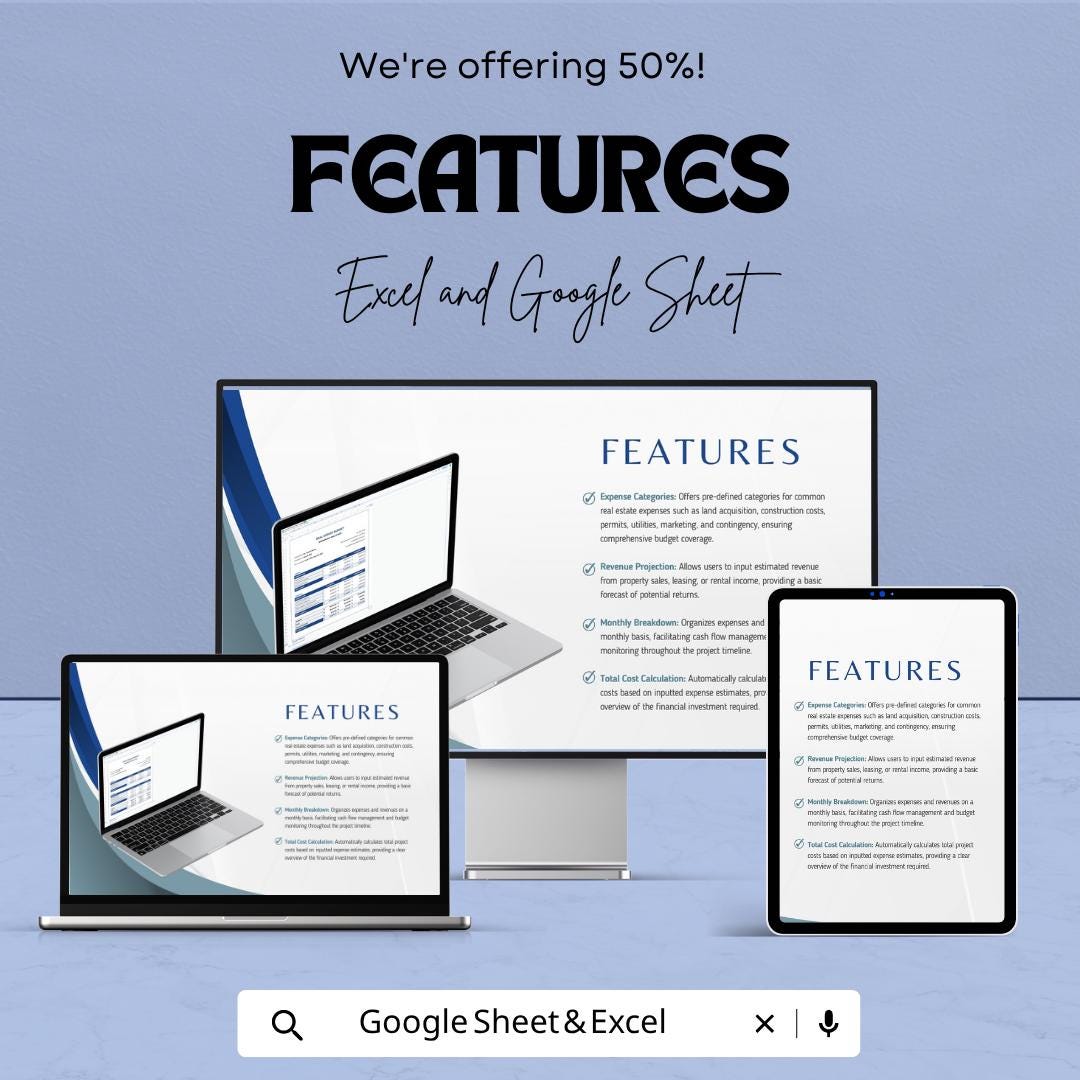 Sales Contract Variation Analysis Tool Template | Real Estate Budget Spreadsheet | Excel & Google Sheets | Financial Planning Template |