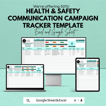 Health & Safety Communication Campaign Tracker Template | Excel and Google Sheets | Safety Awareness Planner | HSE Campaign Tool