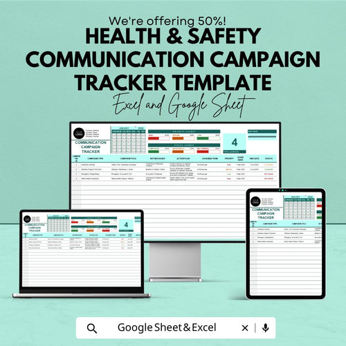 Health & Safety Communication Campaign Tracker Template | Excel and Google Sheets | Safety Awareness Planner | HSE Campaign Tool