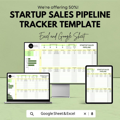 Startup Sales Pipeline Tracker Template  | CRM Spreadsheet | Lead & Deal Tracking Dashboard for Small Business