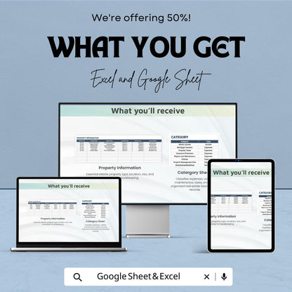 Real Estate Bookkeeping Template | Rental Property Accounting Spreadsheet | Income Expense Tracker | Excel & Google Sheets