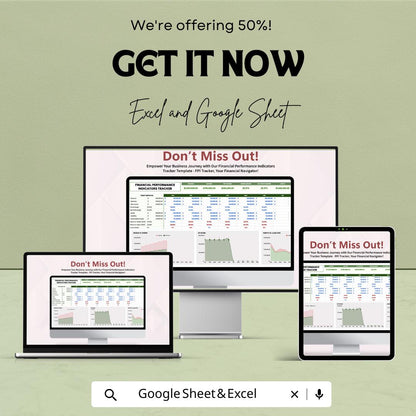Financial Performance Indicators (FPI) Tracker Sheet | Excel & Google Sheets Template | Track Financial KPIs | Business Analytics Tool |
