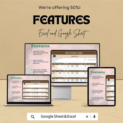 Stock Transfer Ledger Template Excel Google Sheets | Share Transfer Tracker | Corporate Stock Register | Shareholder Transfer Log |