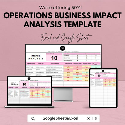 Operations Business Impact Analysis Template | Excel & Google Sheets | BIA Tool | Business Continuity Planning