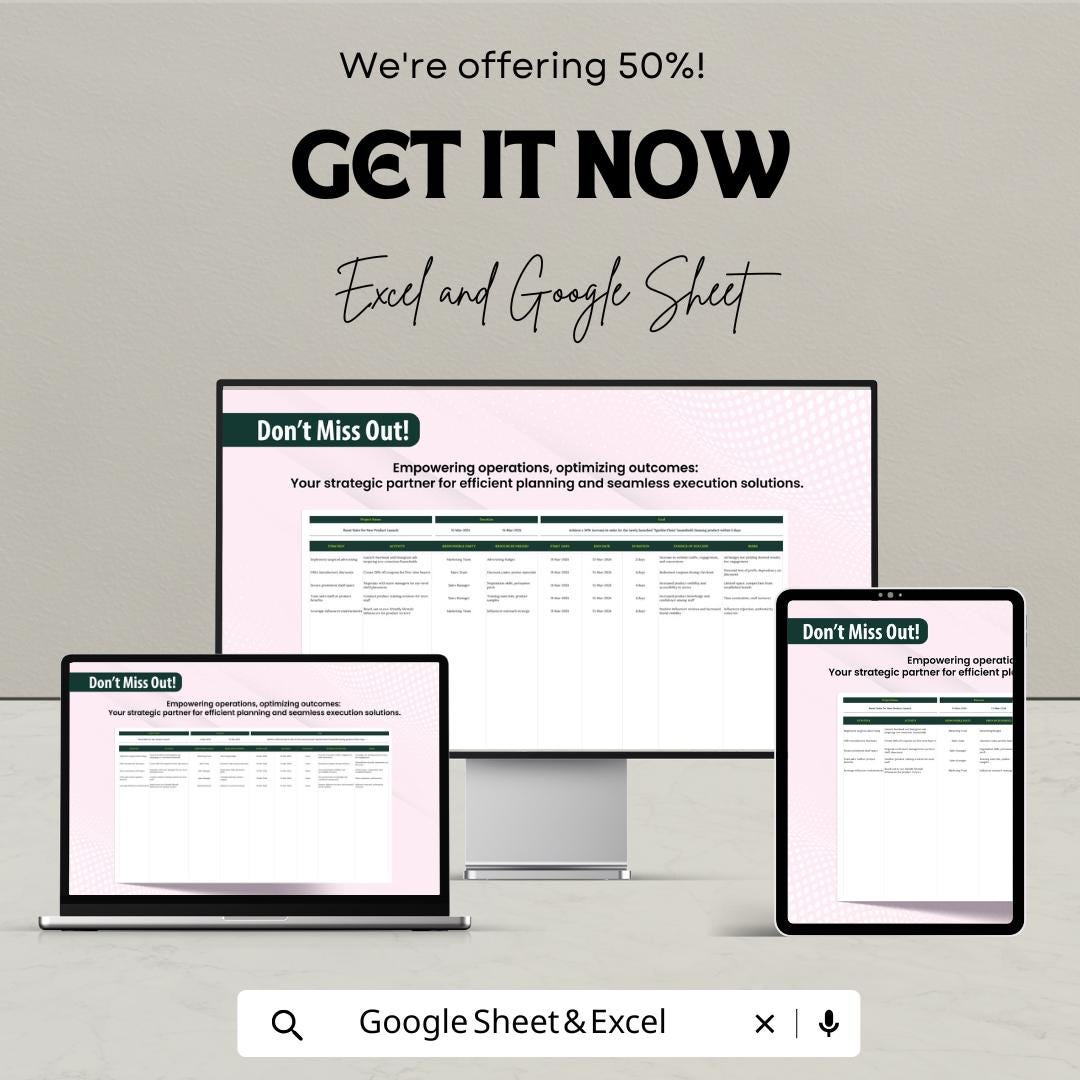 Plan Operation Sheet - Excel & Google Sheets Template for Efficient Planning and Management