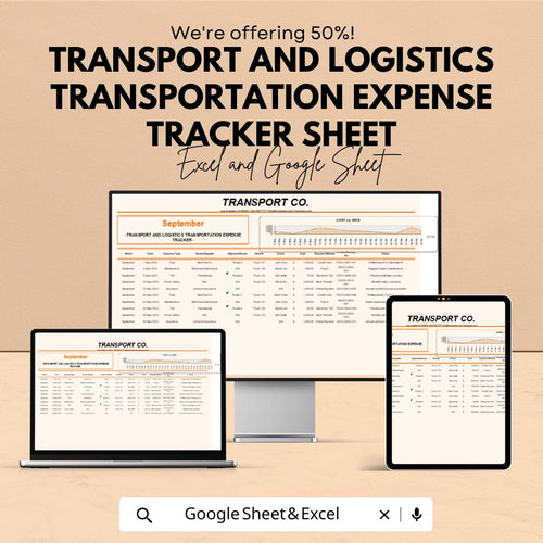 Transport and Logistics Expense Tracker Sheet | Excel & Google Sheets for Managing Transportation Costs