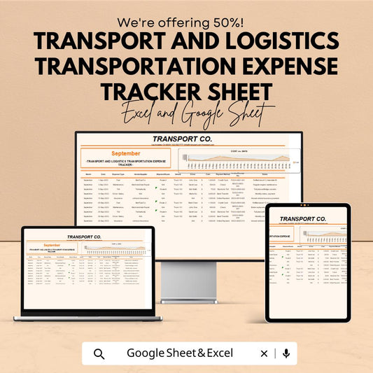 Transport and Logistics Expense Tracker Sheet | Excel & Google Sheets for Managing Transportation Costs