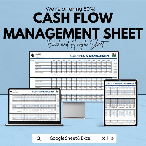 Cash Flow Management Sheet | Excel & Google Sheet | Budgeting Template for Financial Planning | 50% Off | Instant Download