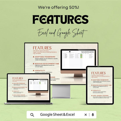 Legal Corporate Board Meeting Decisions Log Template | Board Minutes Tracker | Governance Record Spreadsheet | Decision Register Log
