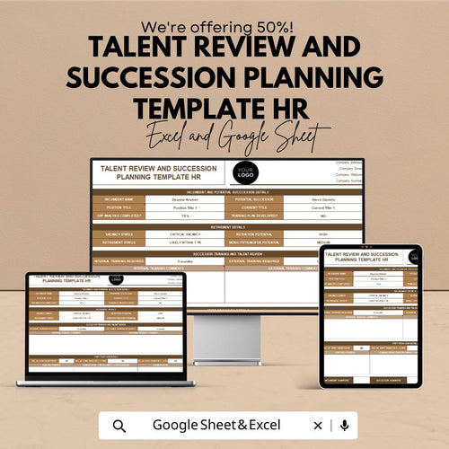 Talent Review & Succession Planning HR Template | Excel and Google Sheets | Employee Performance and Leadership Planning