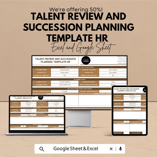 Talent Review & Succession Planning HR Template | Excel and Google Sheets | Employee Performance and Leadership Planning