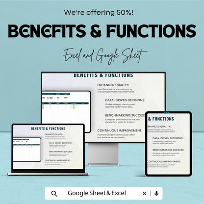 Legal Client Service Metrics Template, Law Firm KPI Tracker, Client Performance Dashboard, Legal Service Spreadsheet, Excel & Google Sheets