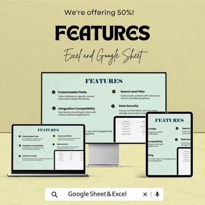 Sales Client Contact Database Template | CRM Contact Tracker Spreadsheet | Customer Management Sheet | Excel & Google Sheets |