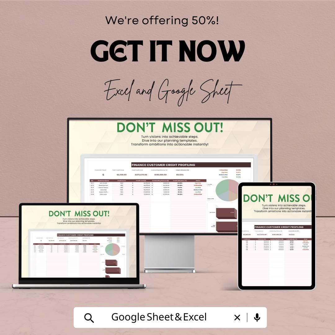 Finance Customer Credit Profiling Template | Credit Score Dashboard | Customer Credit Report Tracker