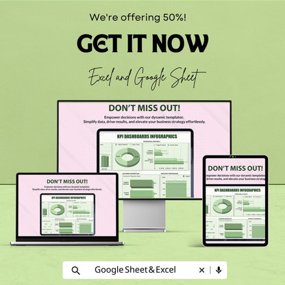 KPI Dashboard Infographics Template | Google Sheets | Key Metrics Visualization | Business Performance Tracker | Editable KPI Report