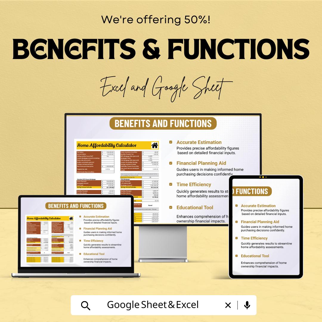 Home Affordability Calculator Sheet | Google Sheets | Affordable Home Price Calculator | Real Estate Budget Planner | Mortgage Calculator