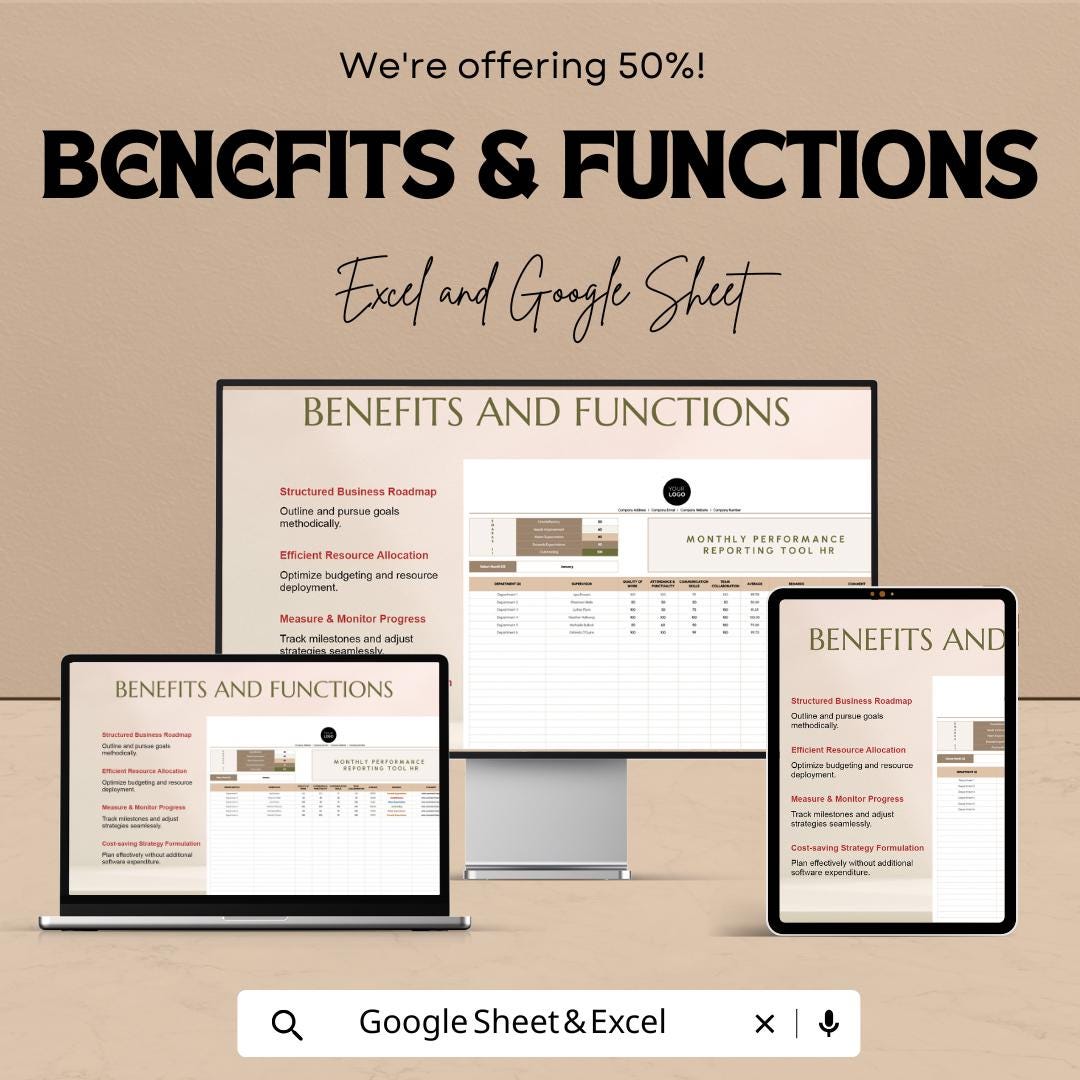 Monthly Performance Reporting Tool HR Sheet - Google Sheet | Workforce Management | HR Data Analysis | Employee Performance Tracker |