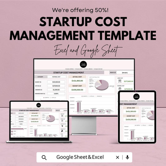 Startup Cost Management Template | Excel & Google Sheets | Expense Tracker | Budget Planner | Startup Financial Management Spreadsheet