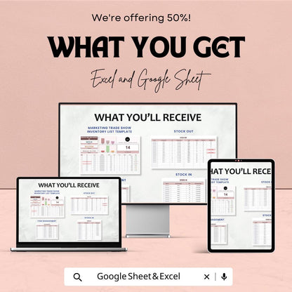 Marketing Trade Show Inventory List Sheet | Track Your Trade Show Inventory & Sales | Budget Management Template | Customizable Inventory