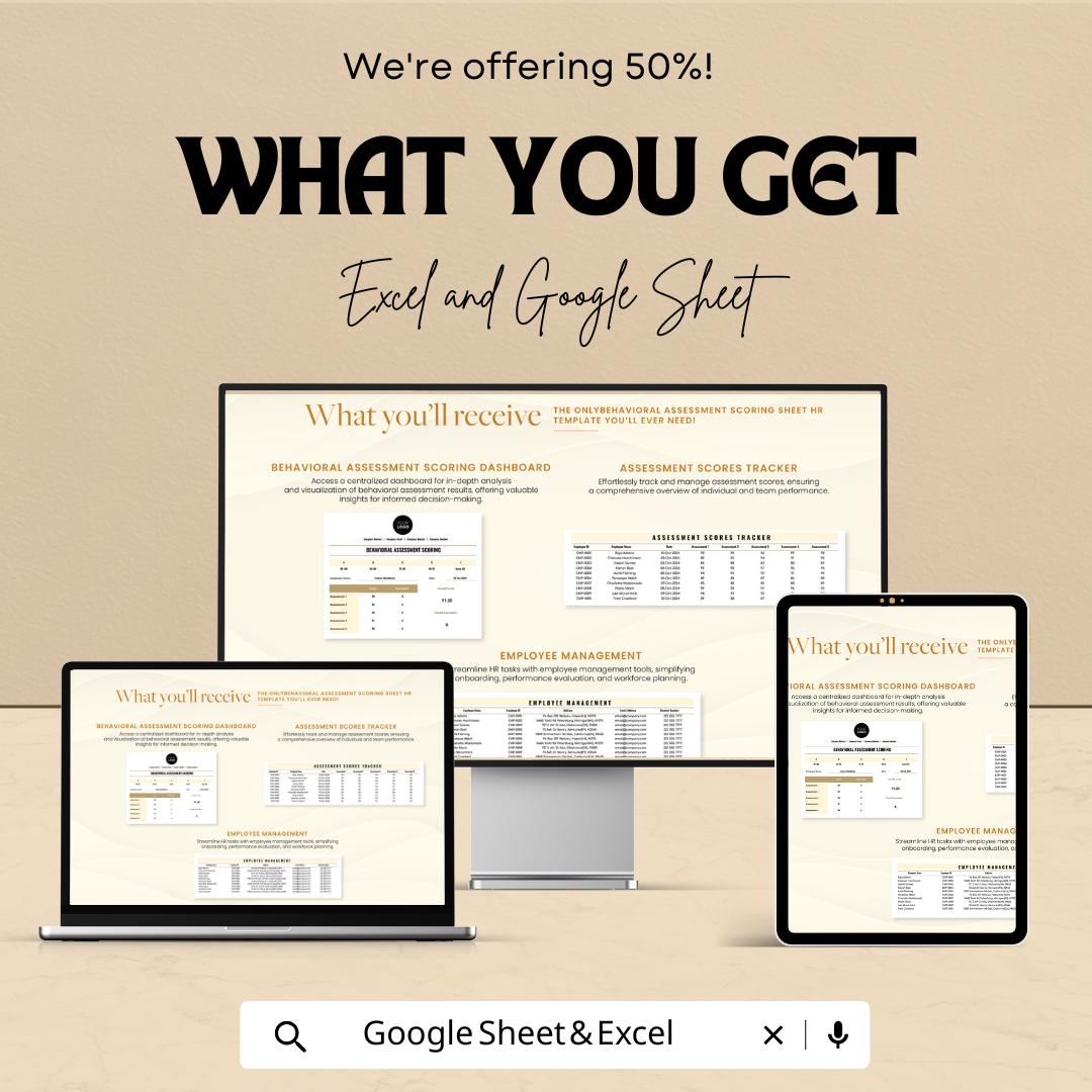 Behavioral Assessment Scoring Sheet HR Template | Excel & Google Sheets Employee Evaluation Tool | Performance Scoring Dashboard