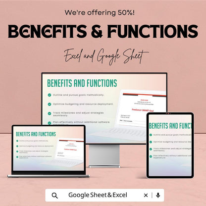 Freelancer SMART Goals Template Excel | Goal Setting Planner | Business Goals Tracker | Productivity Planner | Goal Worksheet