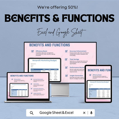 Non-Profit Marketing Budget Template | Nonprofit Budget Planner | Marketing Expense Tracker | Excel & Google Sheets Template |