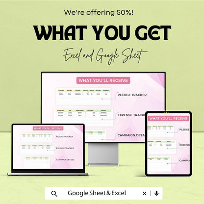 Startup Crowdfunding Campaign Tracker Template | Kickstarter Tracker Excel and Google Sheets | Fundraising & Donor Management Tool